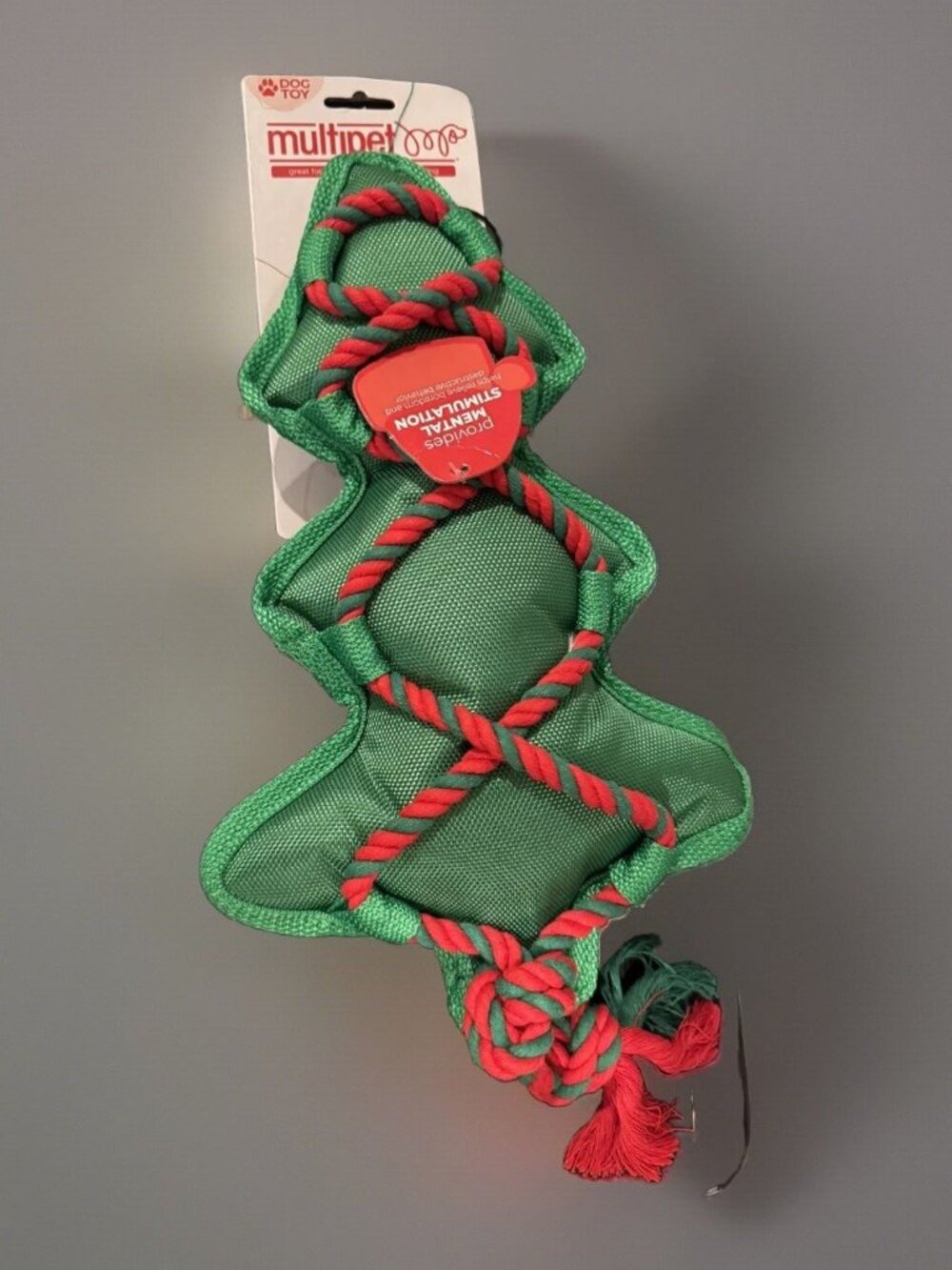 Multipet Cross Ropes Christmas Tree Dog Toy, 11.5"